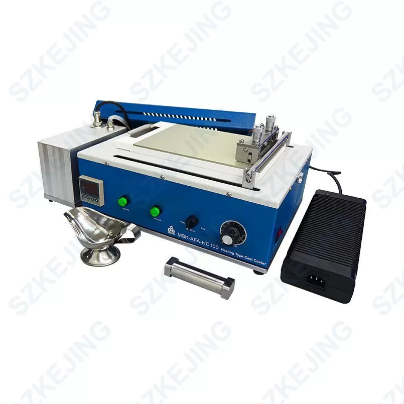 MSK-AFA-HC100-04 Mini Tape Casting Coater (190Lx90W mm) with Bottom Heated Vacuum Bed & Pump at 120ºC Max.-MSK-AFA-HC100
