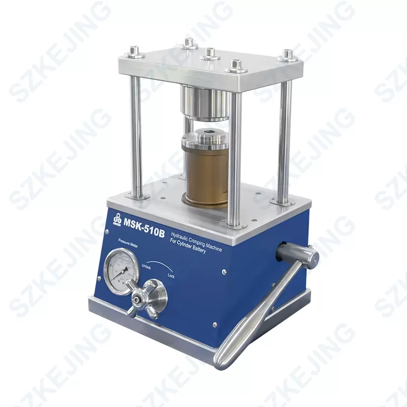 Hydraulic Crimping Machine for Cylindrical Cases  (Optional: 32650, 26650, 21700, 18650, etc)-MSK-510B