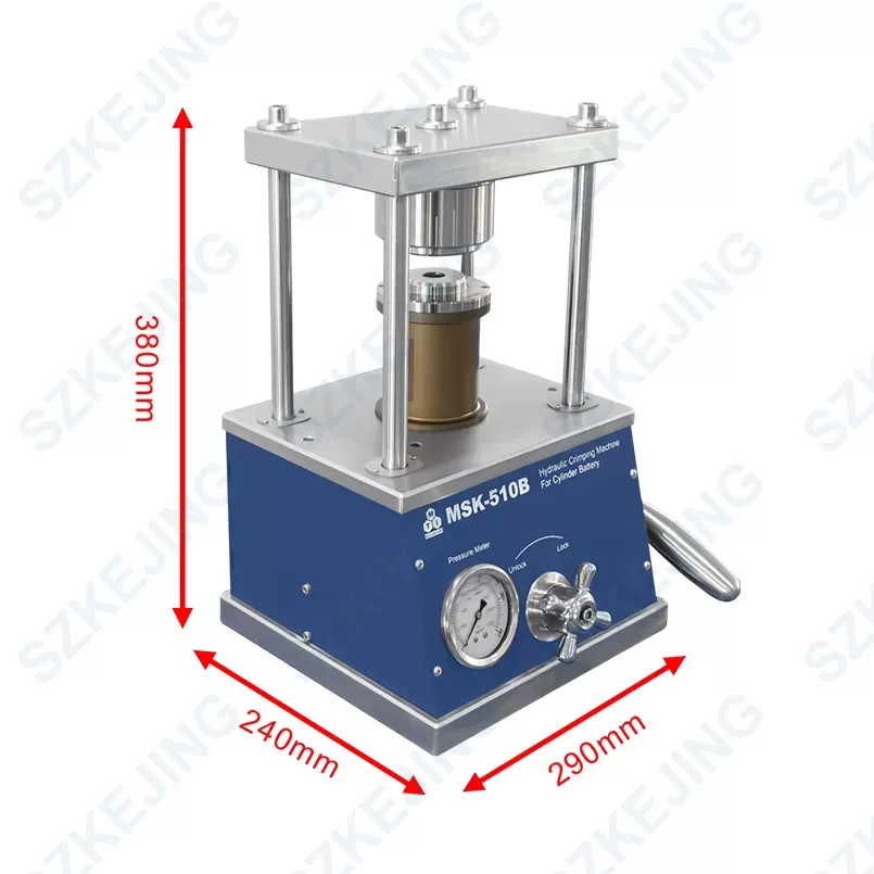 MSK-510B-05 Hydraulic Crimping Machine for Cylindrical Cases (Optional: 32650, 26650, 21700, 18650, etc)-MSK-510B